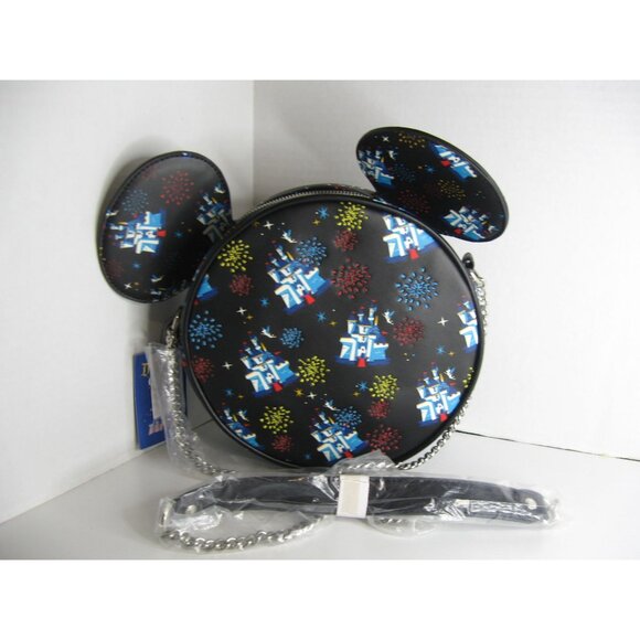 Disney Lounge Fly Mickey Mouse Castle Ears Crossbody Bag with Chain Strap - Picture 3 of 3